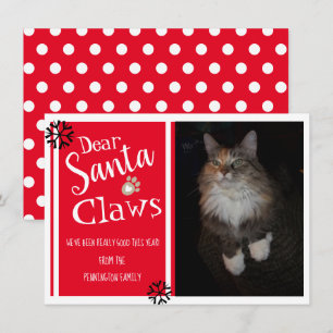 Cartão De Festividades Caros Papais noeis Garotas Foto De Gato Divertido