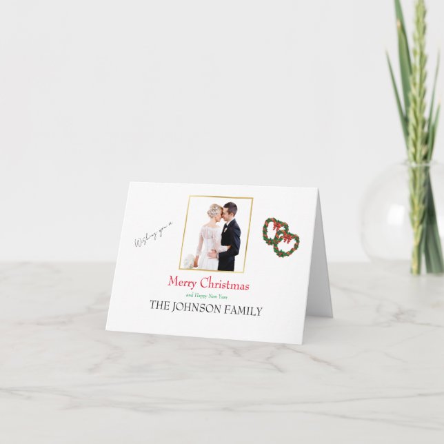 Cartão De Festividades Carregar Nome da Foto Personalizar Saudação de Nat (Frente)