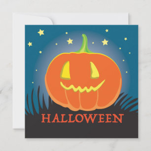 Cartão De Festividades Carrinho Feliz Halloween com abóbora