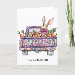Cartão De Festividades Carro cheio de Ovos de Páscoa e coelho