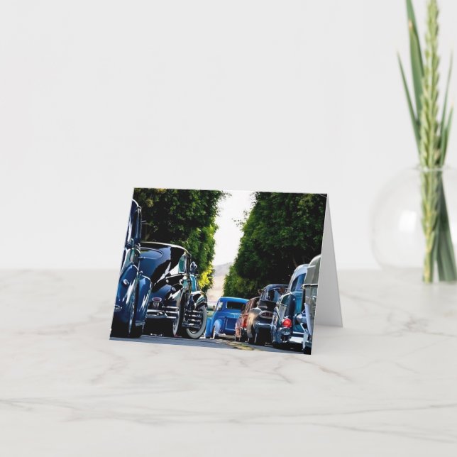 Cartão De Festividades Carro Clássico do dia de os pais (Frente)