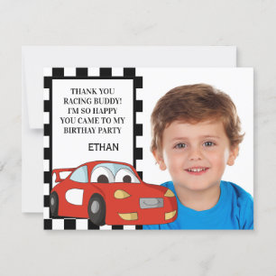 Cartão De Festividades Carro de Corrida Vermelho Foto Preto e Branco Aniv