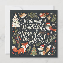 Carro de férias de robins e raposas de Natal