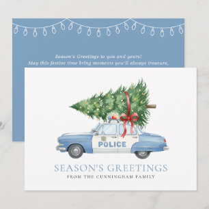 Cartão De Festividades Carro de Natal de Policial Moderno Personalizado