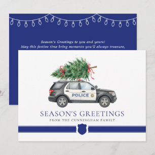 Cartão De Festividades Carro de Natal de Policial Moderno Personalizado