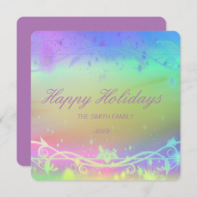 Cartão De Festividades Carro de Natal florescente roxo (Frente/Verso)