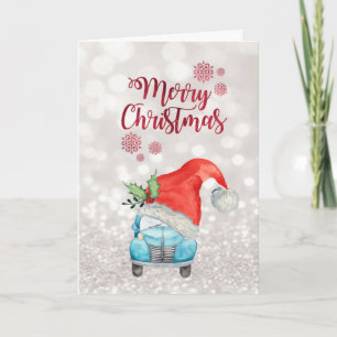 Cartão De Festividades Carro Santa Hat, Bokeh