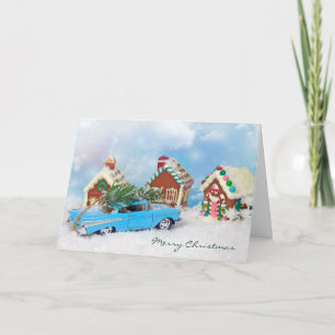 Cartão De Festividades carro velho de Chevy com árvore de Natal