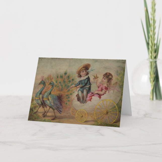 Cartão De Festividades Carruagem da casca de ovo da páscoa tirada por (Frente)