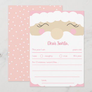 Cartão De Festividades Carta ao Papai Noel Pinkmas