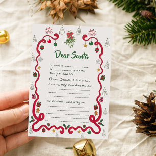 Cartão De Festividades Carta Clássica ao Papai Noel – Desejos de Natal da