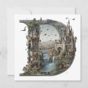 Cartão De Festividades Carta de fantasia D com castelos no livro de histó