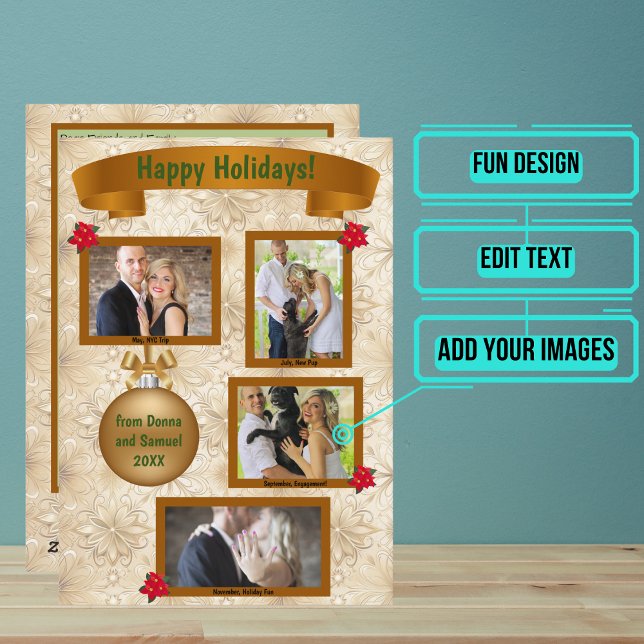 Cartão De Festividades Carta de Férias com Foto - Ramos de Abeto (Please enjoy our holiday letter.)