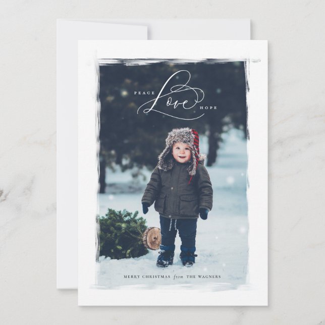 Cartão De Festividades Carta de Férias da Família Peace Love Hope (Frente)