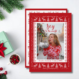 Cartão De Festividades Carta de Natal Chapada de Foto de Suéter Nórdico V