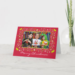 Cartão De Festividades Carta de natal com fotografia da família e estrel