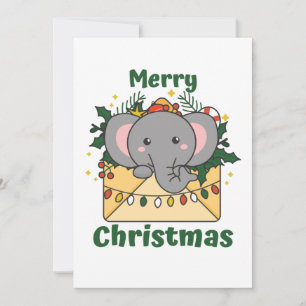 Cartão De Festividades Carta de Natal de Elefante Animais de Inverno Elef