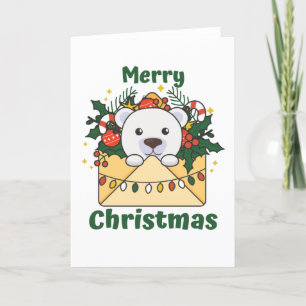Cartão De Festividades Carta de Natal do Urso Polar Animais de Inverno Po