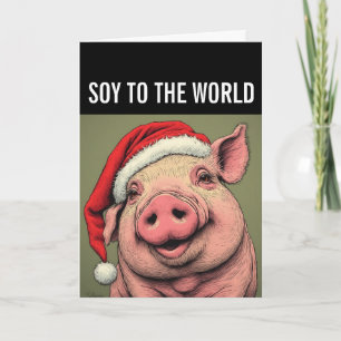 CARTÃO DE FESTIVIDADES CARTA DE NATAL VEGANA DE PORCO PARA O MUNDO SOJA