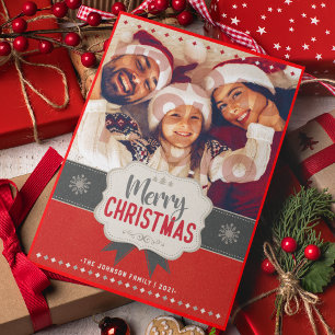 Cartão De Festividades Carta de Vintagem Vermelha Feliz Natal