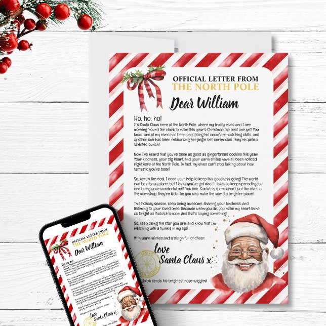 Cartão De Festividades Carta Divertida e Personalizada de Criança Legal p (Playful Personalized Nice Kid Letter To Santa Fun Holiday festive north pole positive encouragement)