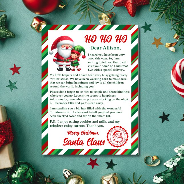 Cartão De Festividades Carta do Papai Noel  (Make your kids' dreams come true by getting them a personalized letter from Santa Claus! Buy it now!)
