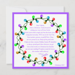 Cartão De Festividades Carta do Papai Noel Tema Roxo Folha de Papel