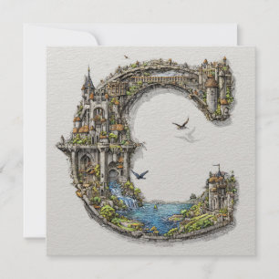 Cartão De Festividades Carta Fantasia C com Castelos no Céu Livro de Hist