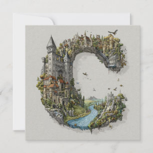 Cartão De Festividades Carta Fantasia C com Castelos no Céu Livro de Hist