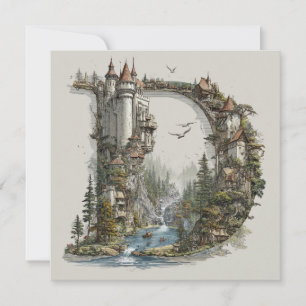 Cartão De Festividades Carta Fantasia D com Castelos no Céu Livro Ilustra