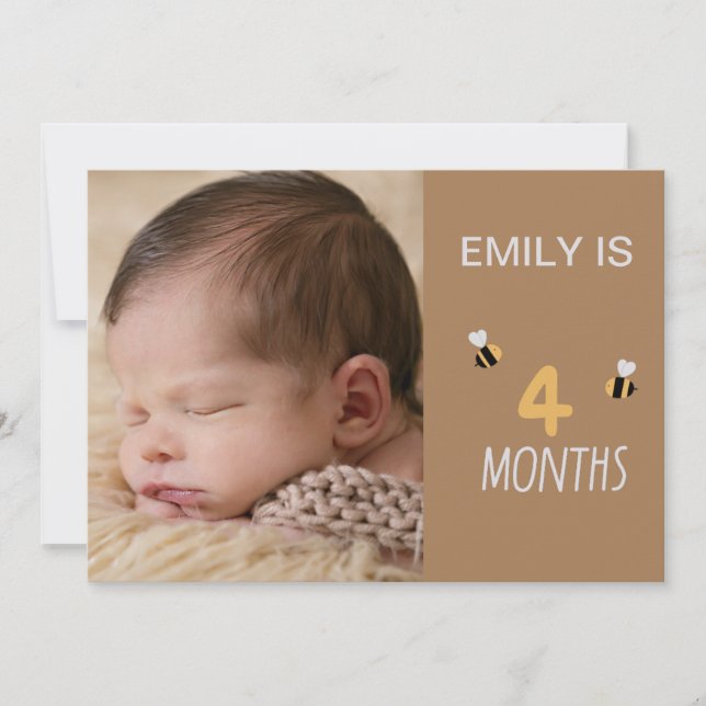 Cartão De Festividades carta marrom de abelhas bonitinhas de 2 meses com  (Frente)