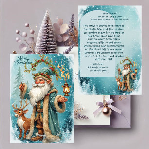 Cartão De Festividades Carta Personalizada de Papai Noel do Rena do Polo
