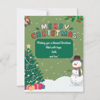 Cartão De Festividades "Cartão de Natal Abençoado com Design Festivo Fofo