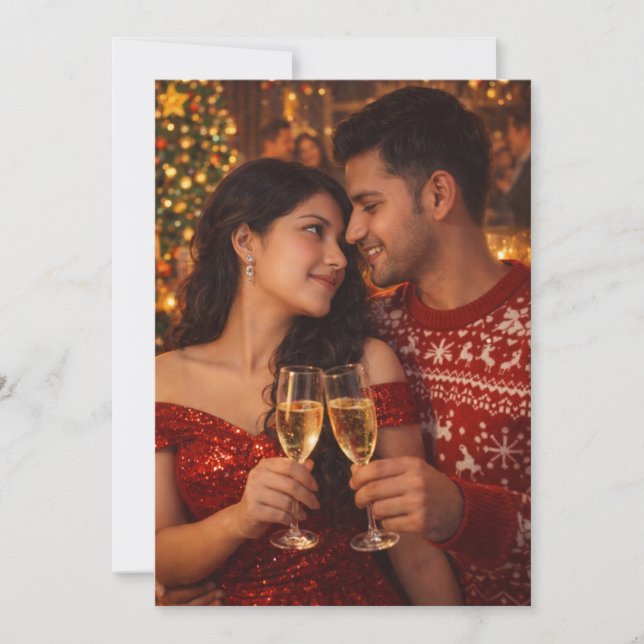 Cartão De Festividades "Cartão de Natal Romântico Personalizado com Foto  (Frente)