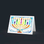 Cartão De Festividades Cartão: Hanukkah Menorah - Chanukah Menorah<br><div class="desc">Hanukkah Menorah - Cartão Chanukah Menorah mostrando todas as velas queimando intensamente por esta época especial do ano,  o Festival de Luzes Judaico.</div>