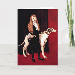 Cartão De Festividades Cartão: Menina com galgo