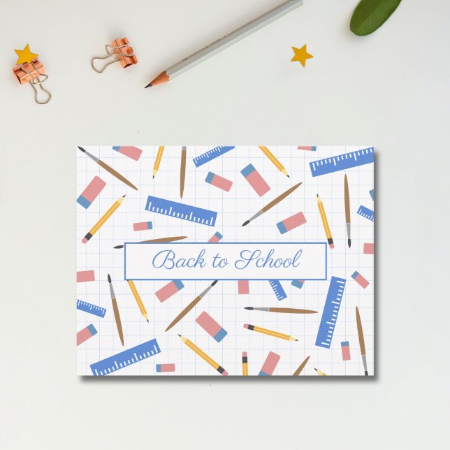 Cartão De Festividades Cartão-postal de fornecimento escolar (School Supplies Pattern Postcard)