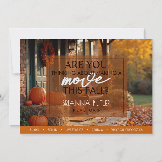 Cartão De Festividades Cartão-postal de queda do agente imobiliário (Frente)