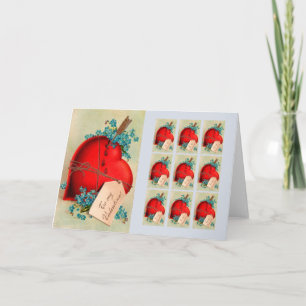 Cartão De Festividades Cartão-postal Vintage Grande Namorados Vermelho H