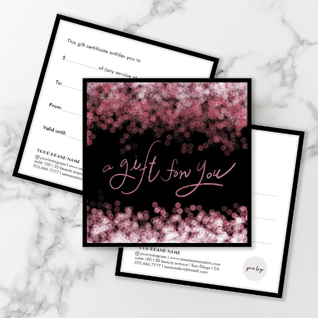 Cartão De Festividades Cartão-presente de salão de chic rosa-brilho (Criador carregado)