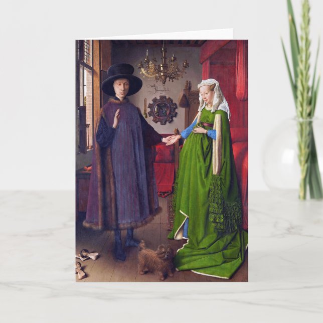 Cartão De Festividades Cartão: Retrato de Casamento por Jan Van Eyck (Frente)