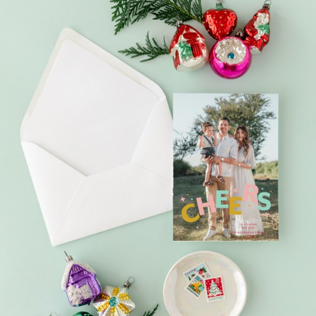 Cartão De Festividades Cartas de Natal Coloridas (cheers invitation)