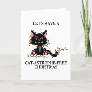 Cartão De Festividades cartas de natal de gato preto engraçado