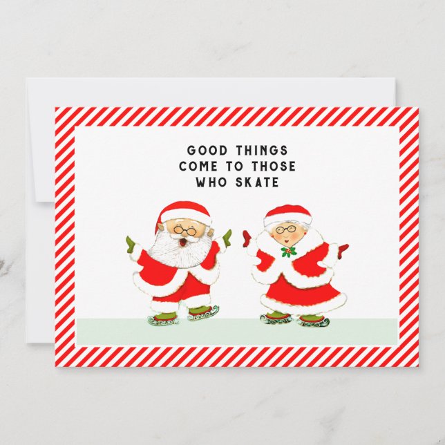 Cartão De Festividades cartas de Natal de patinagem no gelo (Frente)