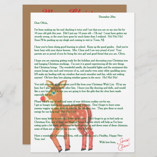 Cartão De Festividades Cartas personalizadas de Papais noeis Reindeer (Frente/Verso)