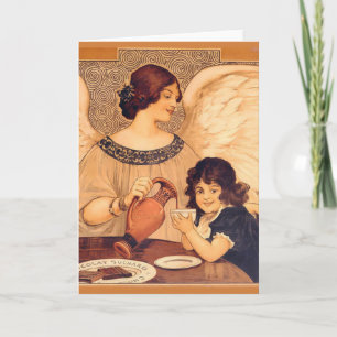 Cartão De Festividades Cartaz Antigo do Anjo do Chocolate Francês: Arte V
