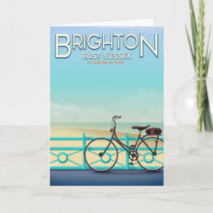 Cartão De Festividades Cartaz de viagem antigo de Brighton, East Sussex.