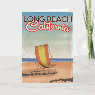 Cartão De Festividades Cartaz de viagem antigo de Long Beach Califórnia