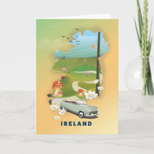 Cartão De Festividades cartaz de viagem antigo mapa da Irlanda