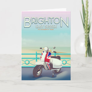 Cartão De Festividades Cartaz de viagem de scooter Brighton Vintage union